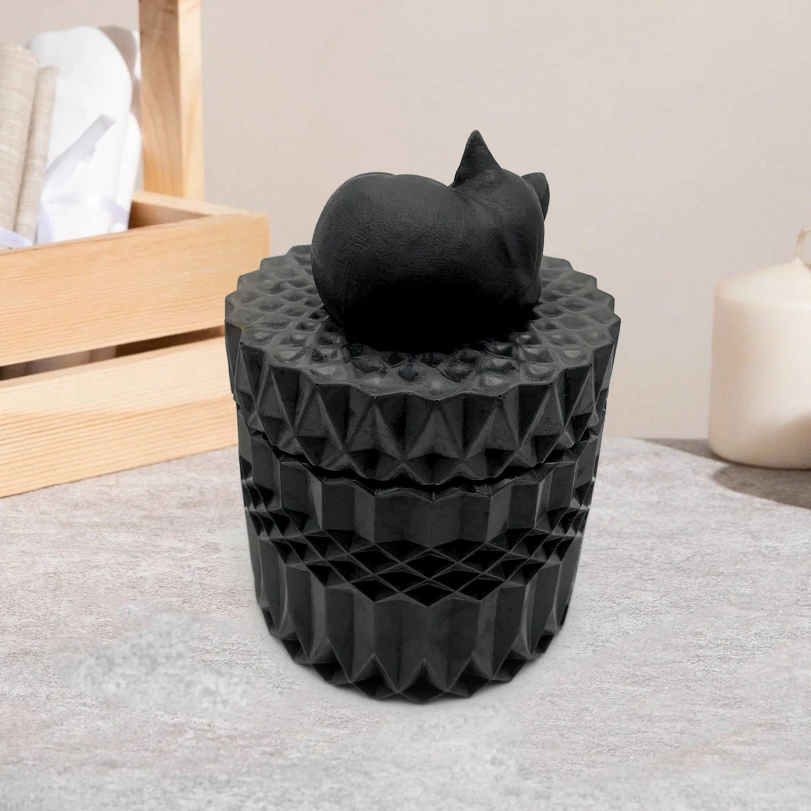 Cute Cat Cremation Urn with Name Pet Keepsake Urns for Catlovers - MACIFECI