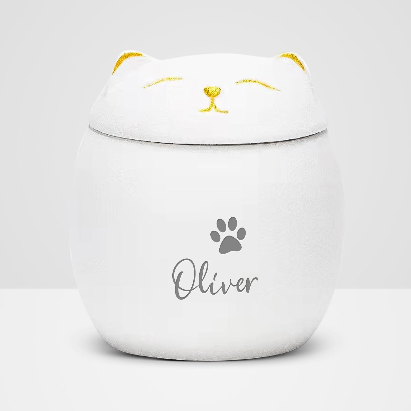 Cute Cat Urn Personalized with Name Engraved Pet Cremation Memorial Urns For Ashes - MACIFECI