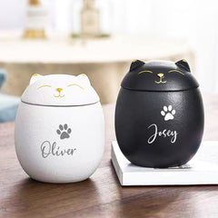 Cute Cat Urn Personalized with Name Engraved Pet Cremation Memorial Urns For Ashes - MACIFECI