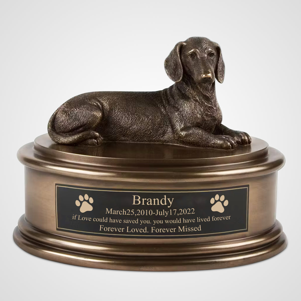 Dachshund Metal Dog Urns Box Custom Engraved Cremation Urns - MACIFECI