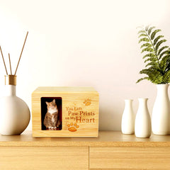 Personalized Wood Pet Cremation Urns with Photo for Ashes, Dog Memorial Keepsake Box - MACIFECI