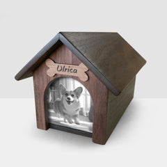 Doghouse Custom Pet Memorial Urn Personalized Dog Ashes Box with Picture Frame - MACIFECI