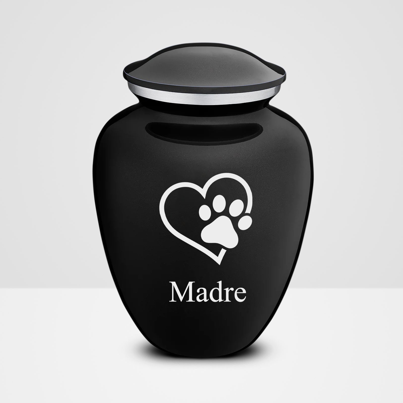 Embrace Black Single Paw Heart Cat Cremation Urn with Personalized Name for Ashes - MACIFECI