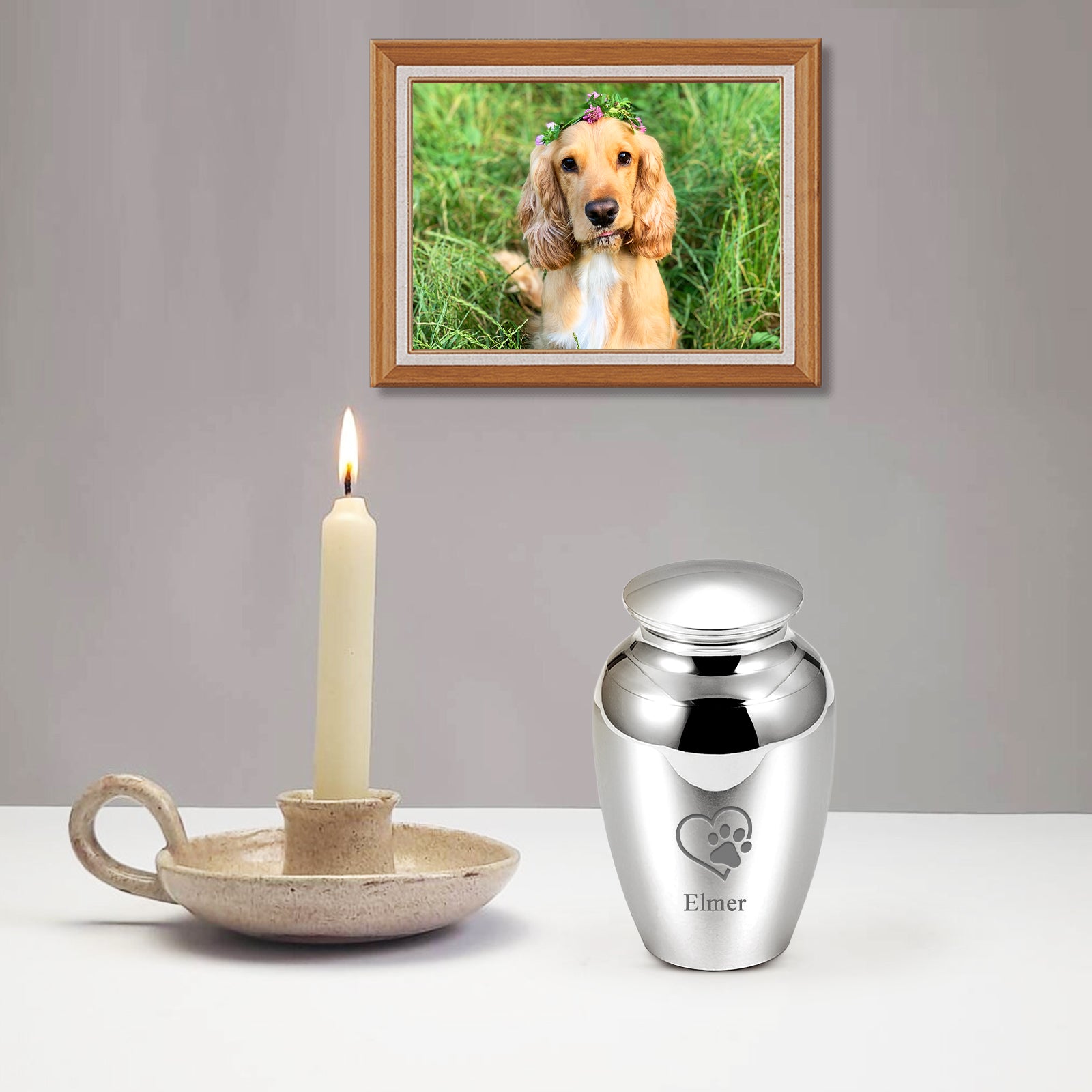 Embrace Black Single Paw Heart Cat Cremation Urn with Personalized Name for Ashes - MACIFECI