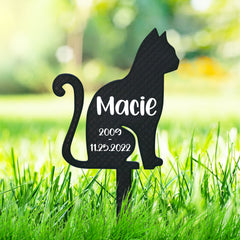 Personalized Cat Memorial Grave Marker for Outdoor Burial & Remembrance - MACIFECI