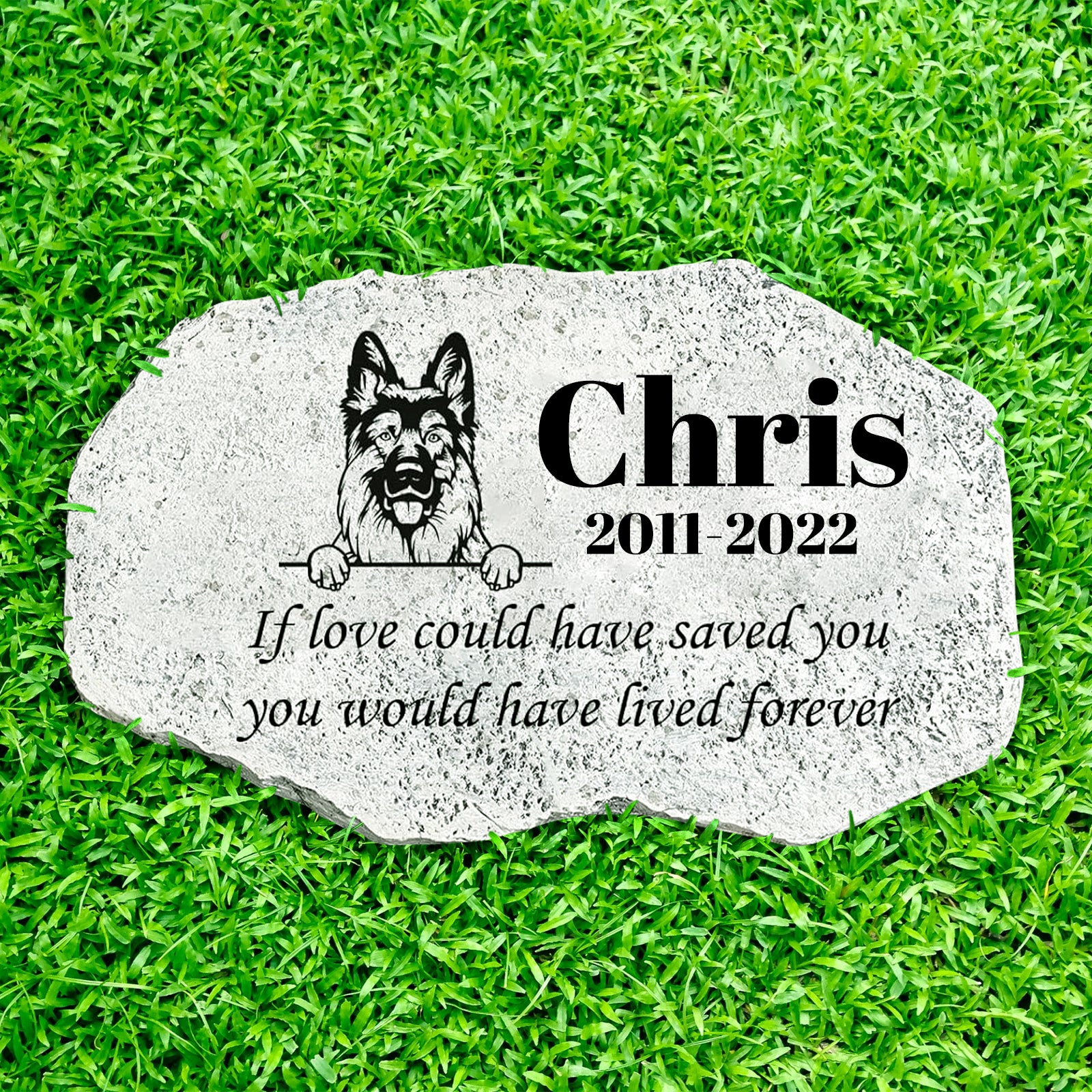 Personalized Dog Memorial Plaques with Name Custom Pet Grave Stones for Garden - MACIFECI