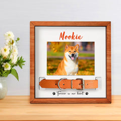 Personalized Dog Memorial Wood Frame with Collar Holder for Pet Loss - MACIFECI