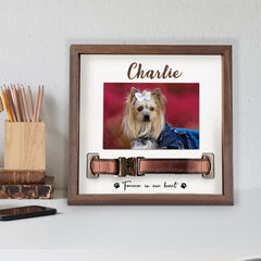 Personalized Dog Memorial Wood Frame with Collar Holder for Pet Loss - MACIFECI