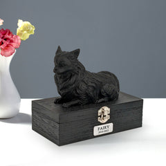 Personalized Chihuahua Ashes Box Wooden Pet Urn with Custom Name Plaque for Pet Remembrance - MACIFECI