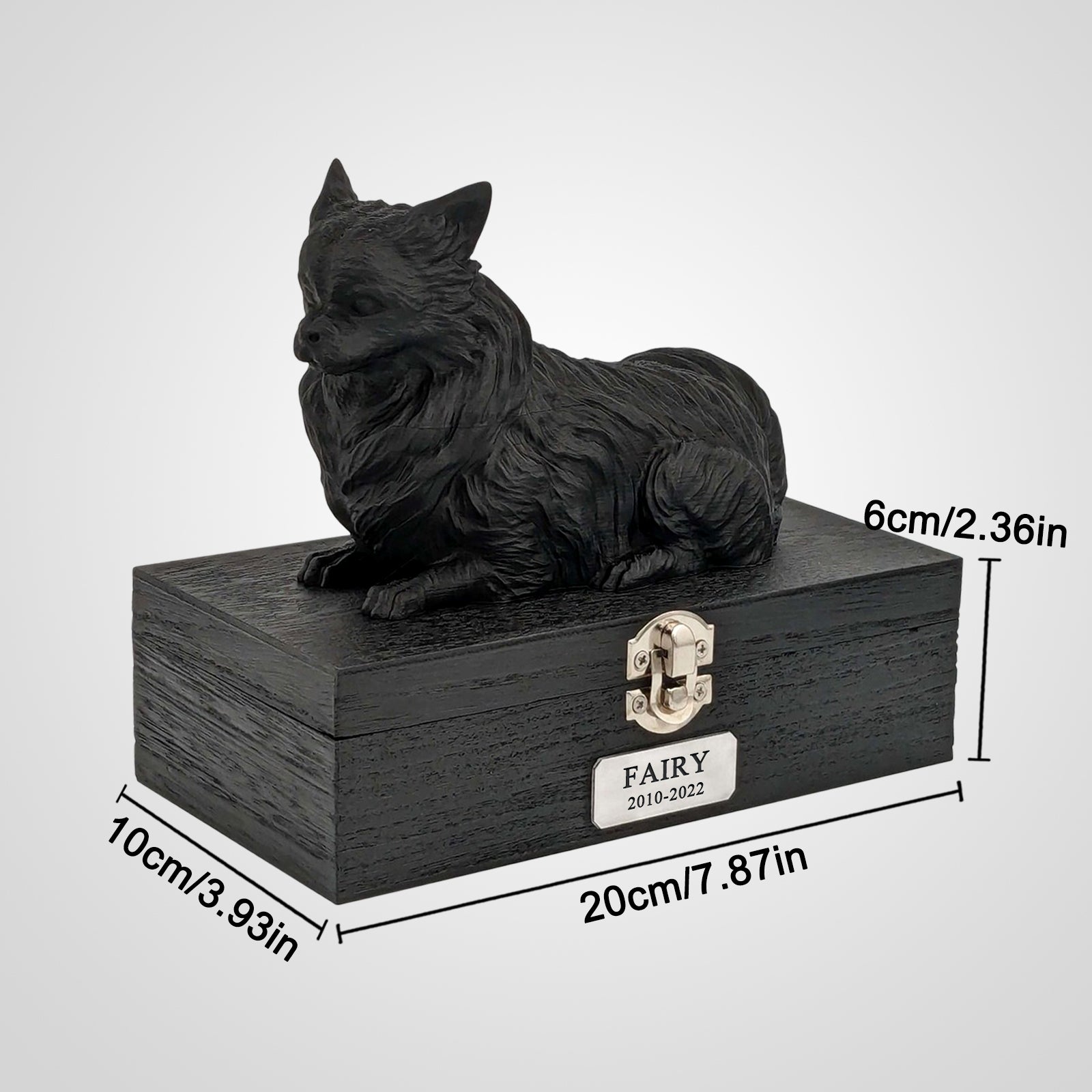 Personalized Chihuahua Ashes Box Wooden Pet Urn with Custom Name Plaque for Pet Remembrance - MACIFECI