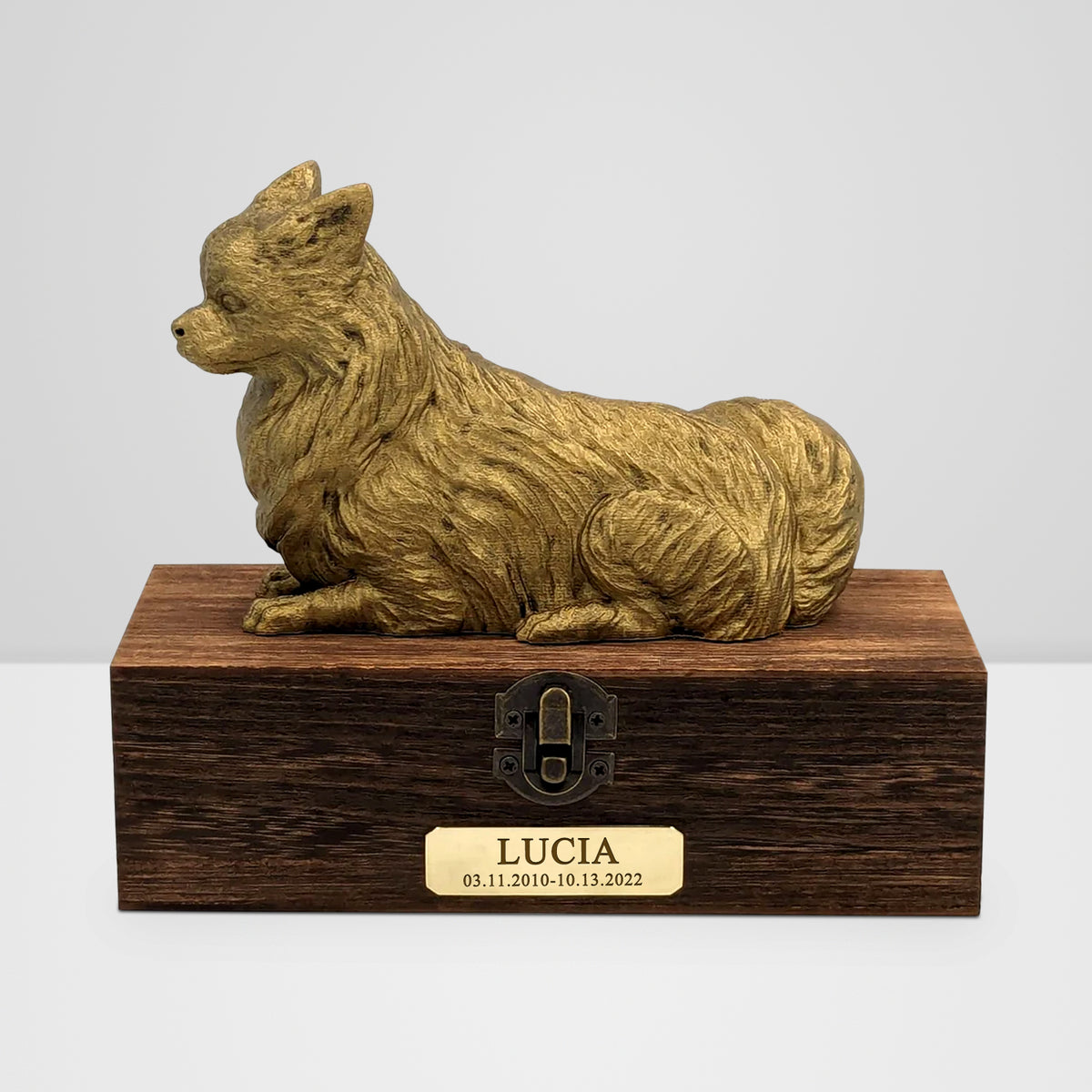 Personalized Luxury Chihuahua Ashes Box with Custom Name Plaque for Urn - MACIFECI