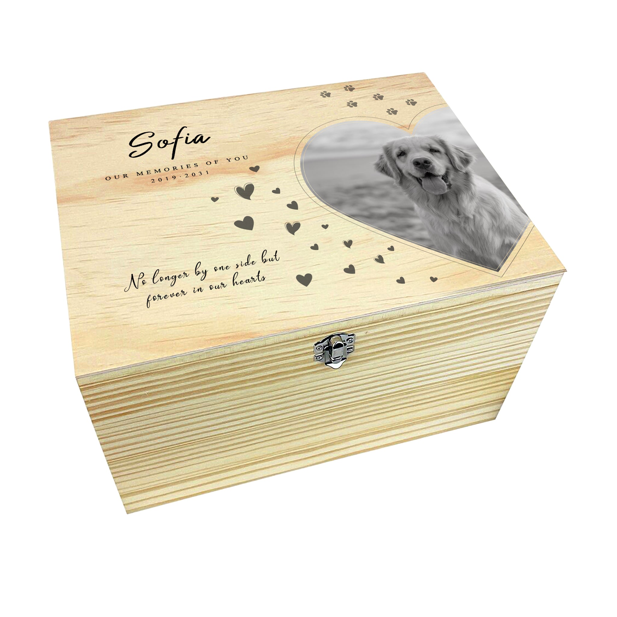 Personalized Pet Memorial Photo Memory Box for Dog Ashes - MACIFECI