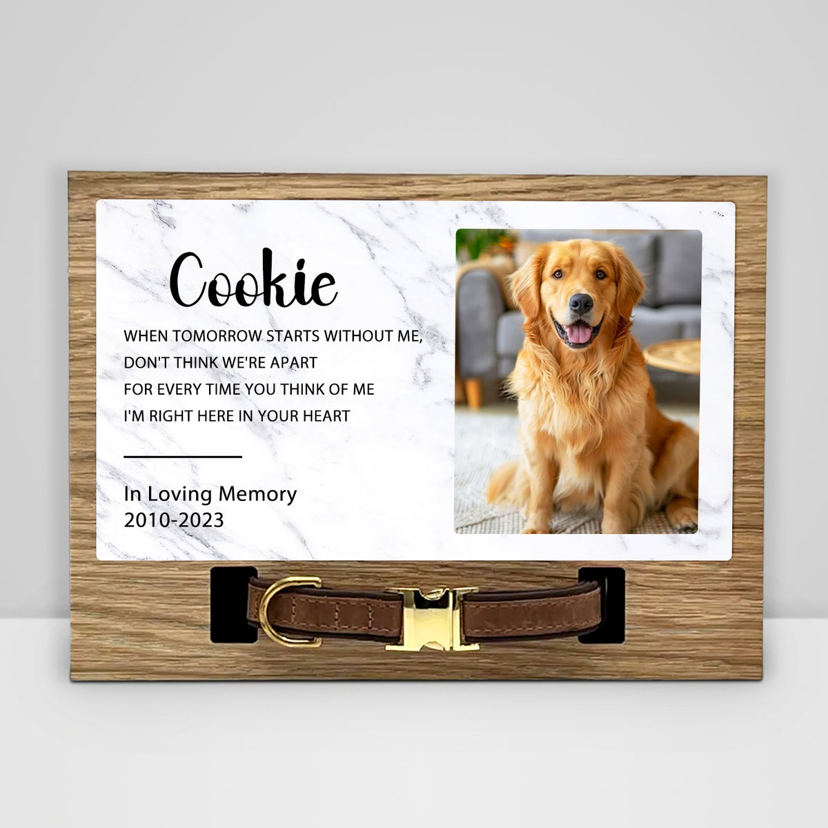 Personalized Pet Memorial Picture Frame with Collar Customized Perfect Sympathy Gift - MACIFECI