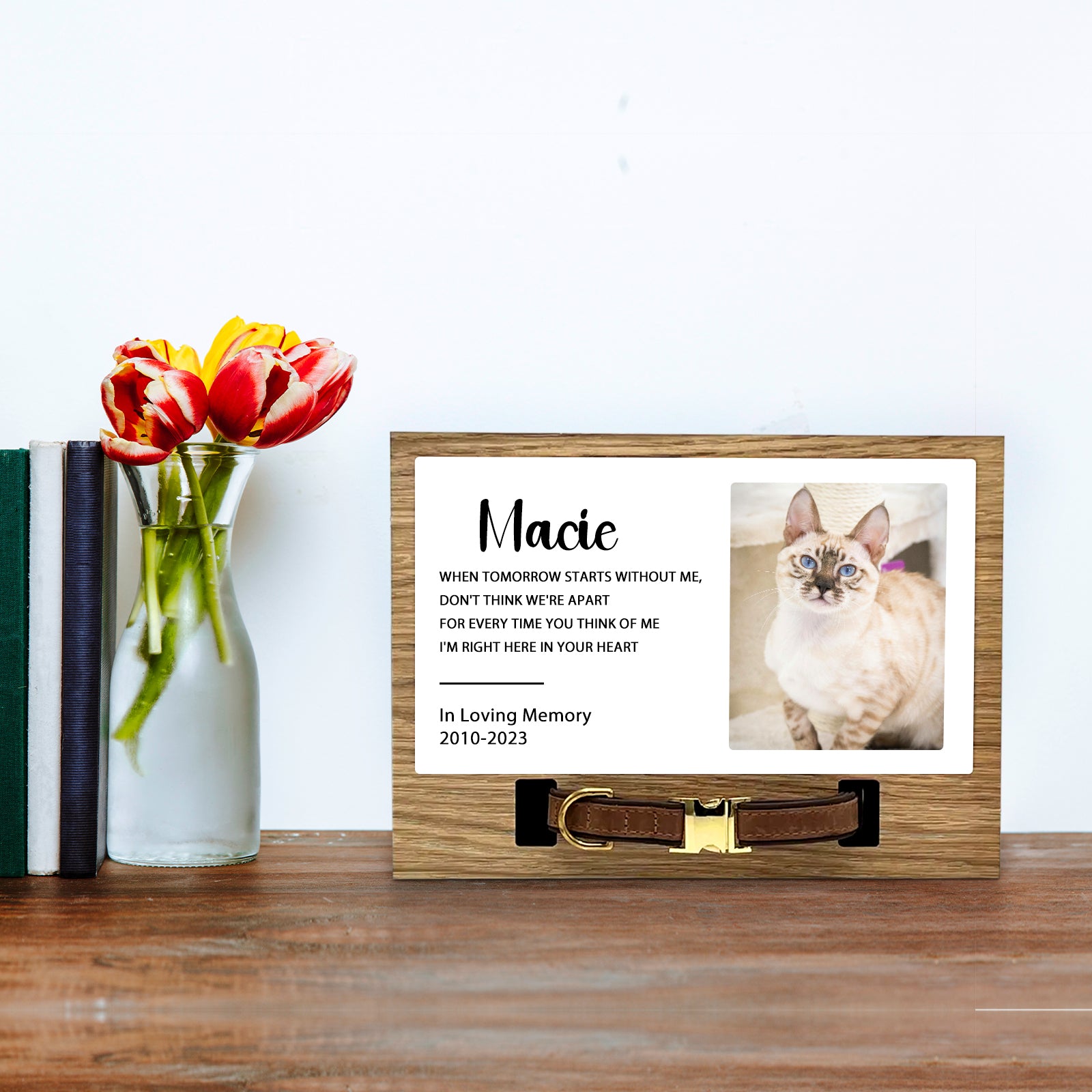 Personalized Pet Memorial Picture Frame with Collar Customized Perfect Sympathy Gift - MACIFECI