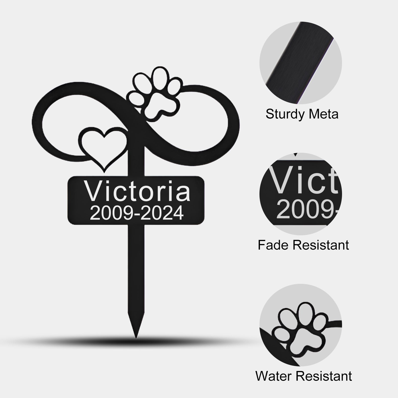 Personalized Pet Memorial Plaque Laser Engraved Steel Grave Marker for Outdoor Garden Stake - MACIFECI