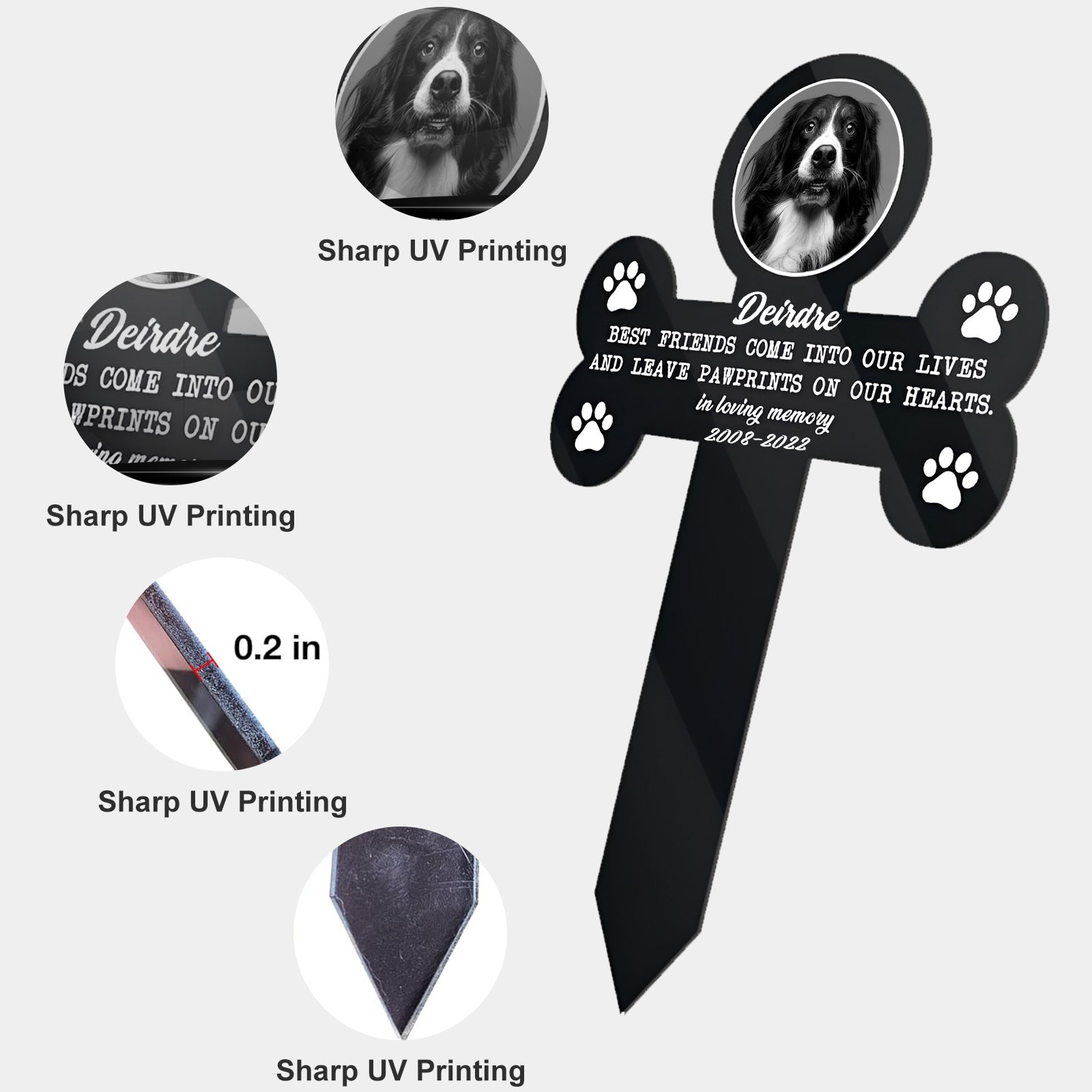 Personalized Pet Memorial Plaques with Photo Dog & Cat Remembrance Stake for Garden, Yard, and Cemetery - MACIFECI