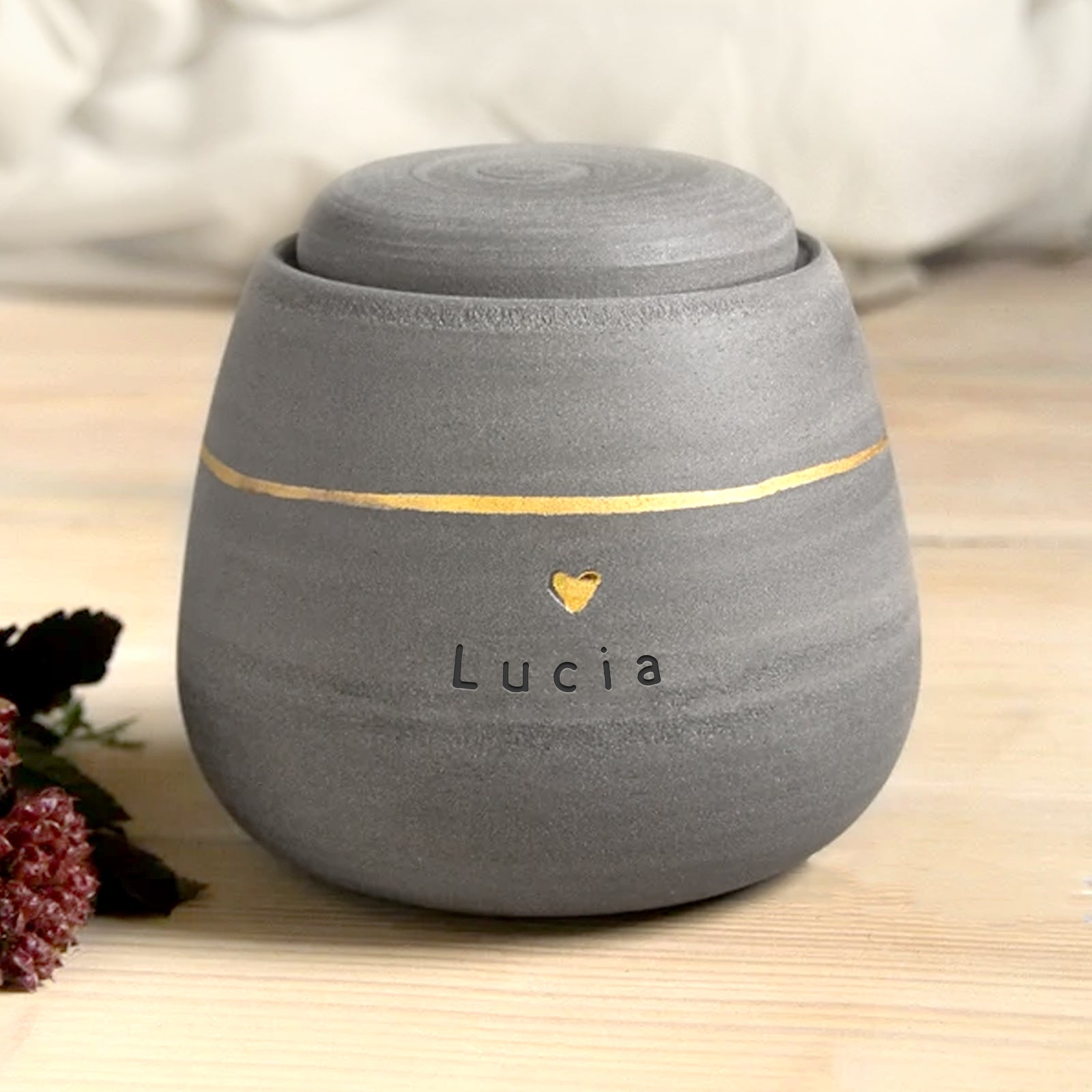 Personalized Pet Memorial Urn Handmade Ceramic Keepsake Urn for Cats and Dogs with Engraved Name - MACIFECI