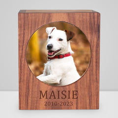 Personalized Pet Memorial Urn for Dogs and Cats Custom Keepsake Wooden Box for Ashes - MACIFECI