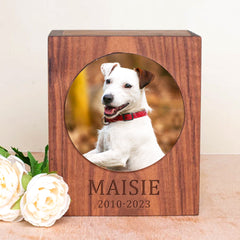 Personalized Pet Memorial Urn for Dogs and Cats Custom Keepsake Wooden Box for Ashes - MACIFECI