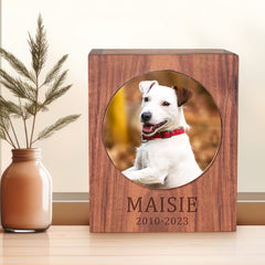 Personalized Pet Memorial Urn for Dogs and Cats Custom Keepsake Wooden Box for Ashes - MACIFECI