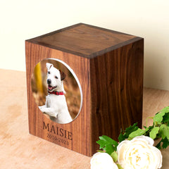 Personalized Pet Memorial Urn for Dogs and Cats Custom Keepsake Wooden Box for Ashes - MACIFECI
