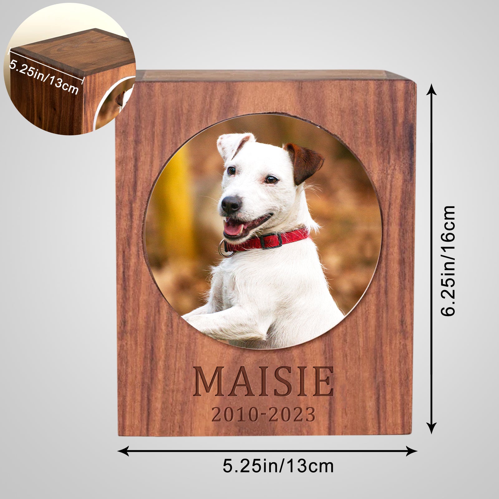 Personalized Pet Memorial Urn for Dogs and Cats Custom Keepsake Wooden Box for Ashes - MACIFECI
