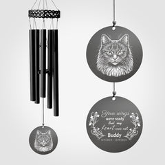 Personalized Pet Memorial Wind Chimes Custom Engraved with Name and Photo - MACIFECI