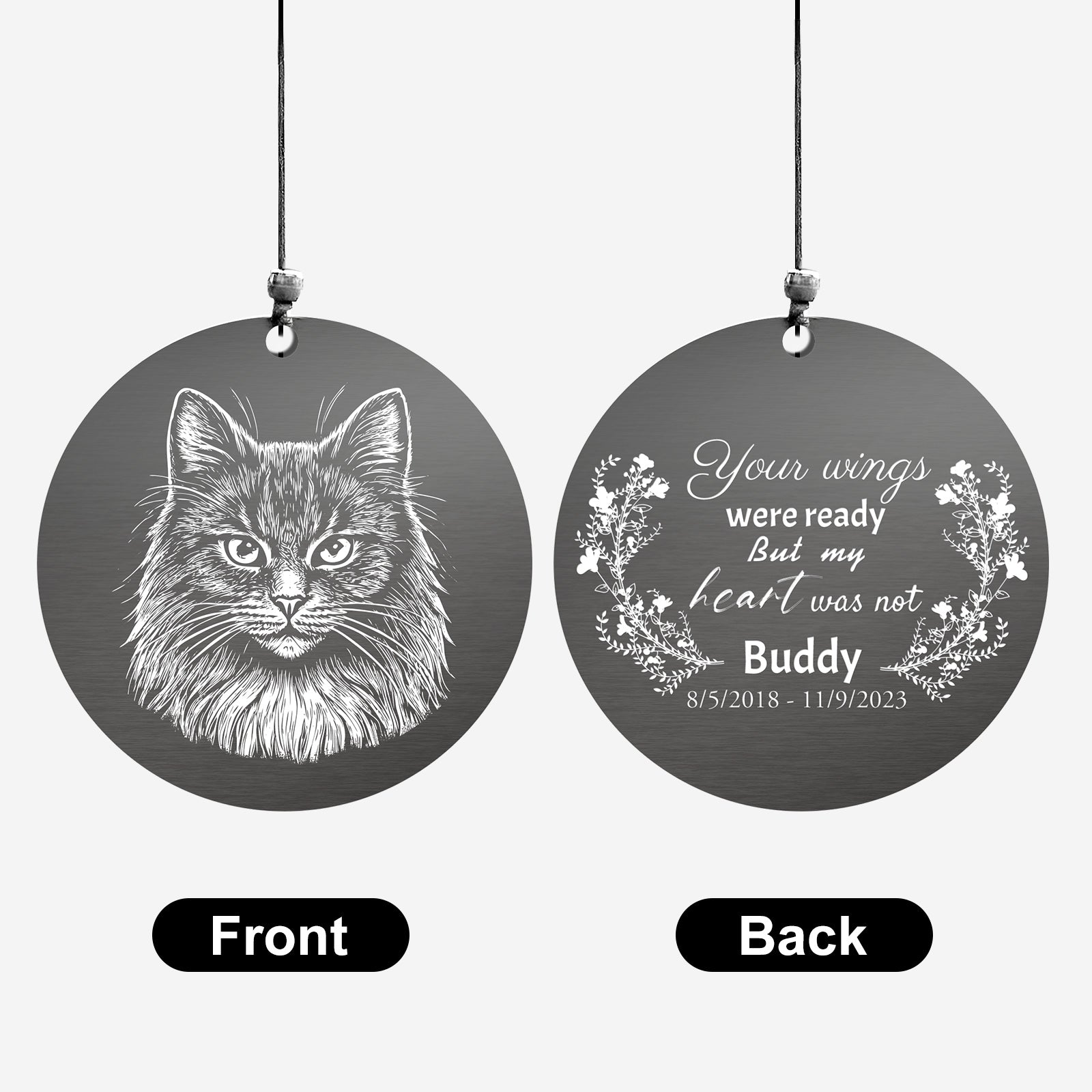 Personalized Pet Memorial Wind Chimes Custom Engraved with Name and Photo - MACIFECI