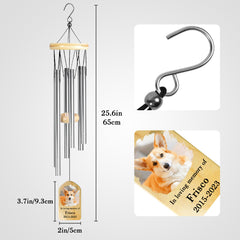 Personalized Pet Memorial Wind Chimes with Pictures for Loss of Dog - MACIFECI