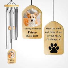 Personalized Pet Memorial Wind Chimes with Pictures for Loss of Dog - MACIFECI