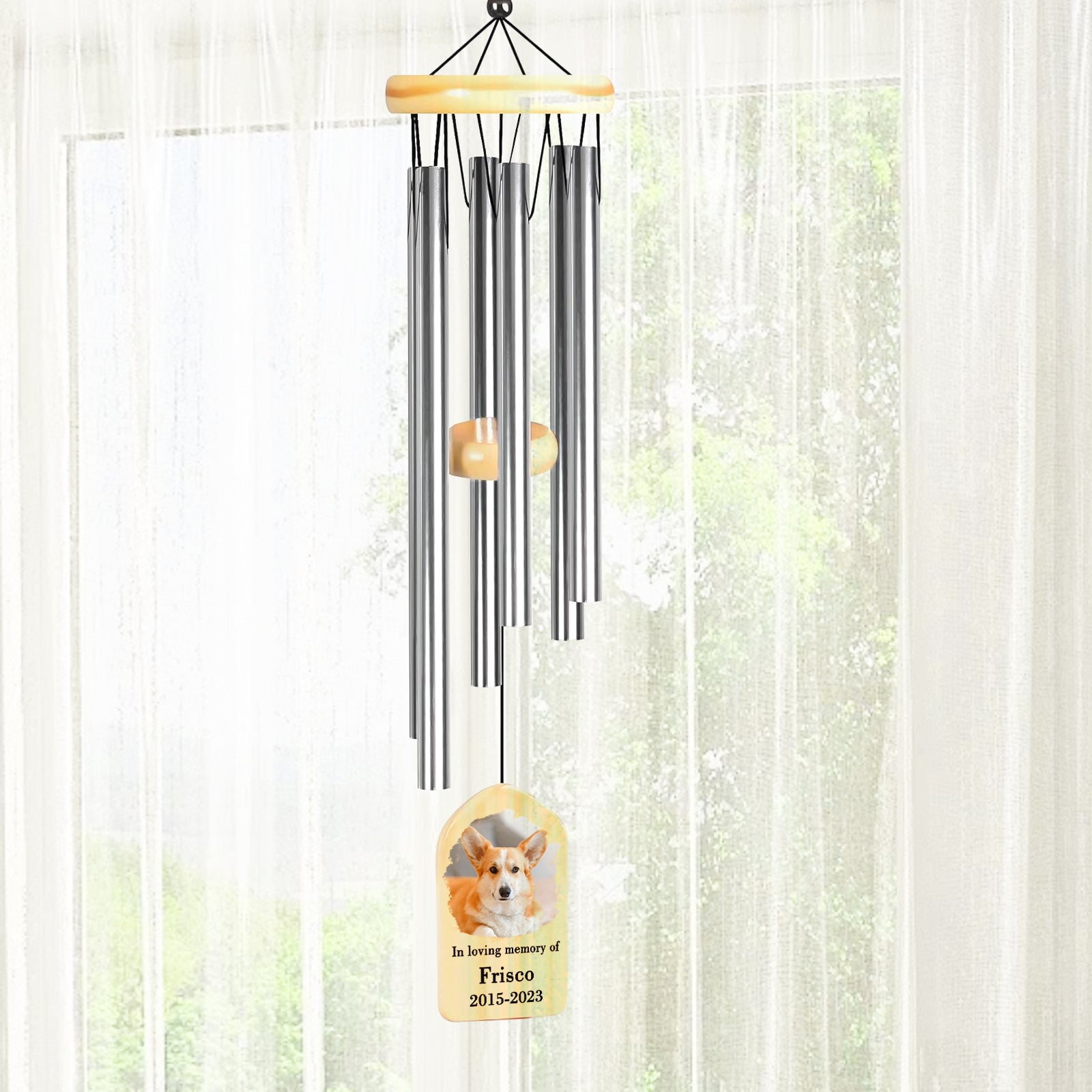 Personalized Pet Memorial Wind Chimes with Pictures for Loss of Dog - MACIFECI