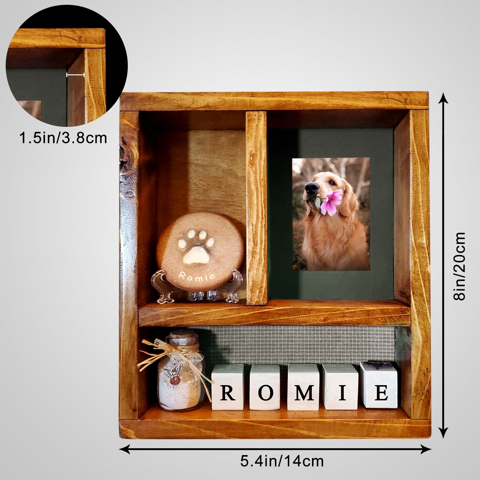 Personalized Pet Shadow Box with Name Engraved for Dog and Cat Memories - MACIFECI