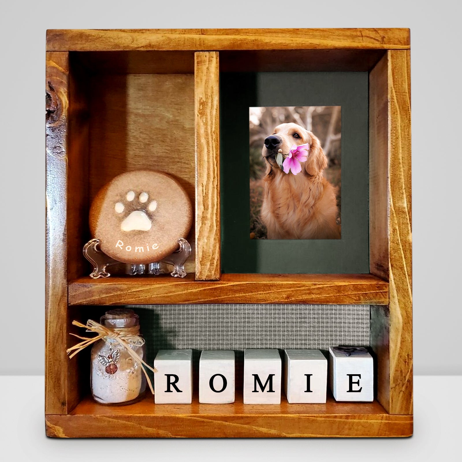 Personalized Pet Shadow Box with Name Engraved for Dog and Cat Memories - MACIFECI