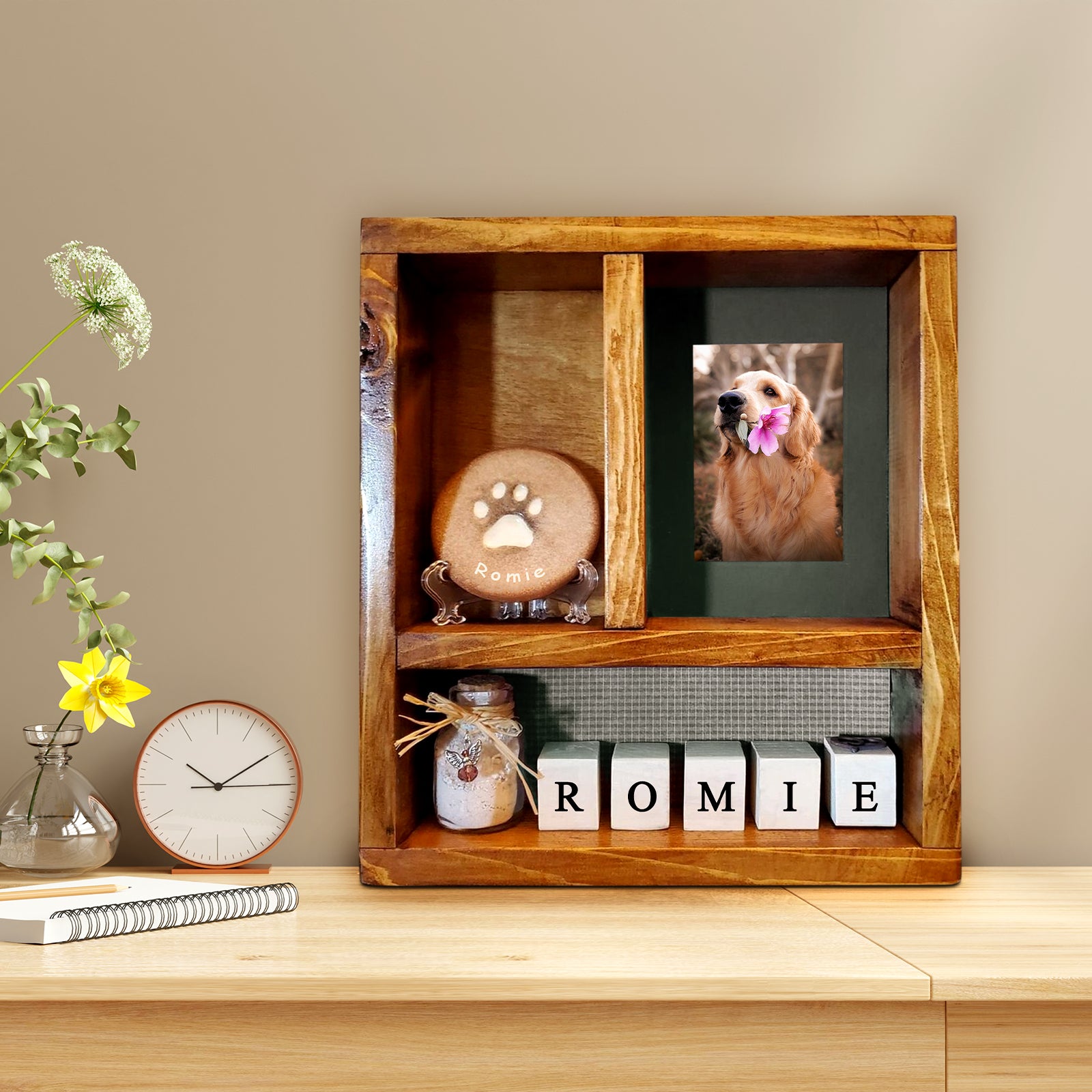 Personalized Pet Shadow Box with Name Engraved for Dog and Cat Memories - MACIFECI