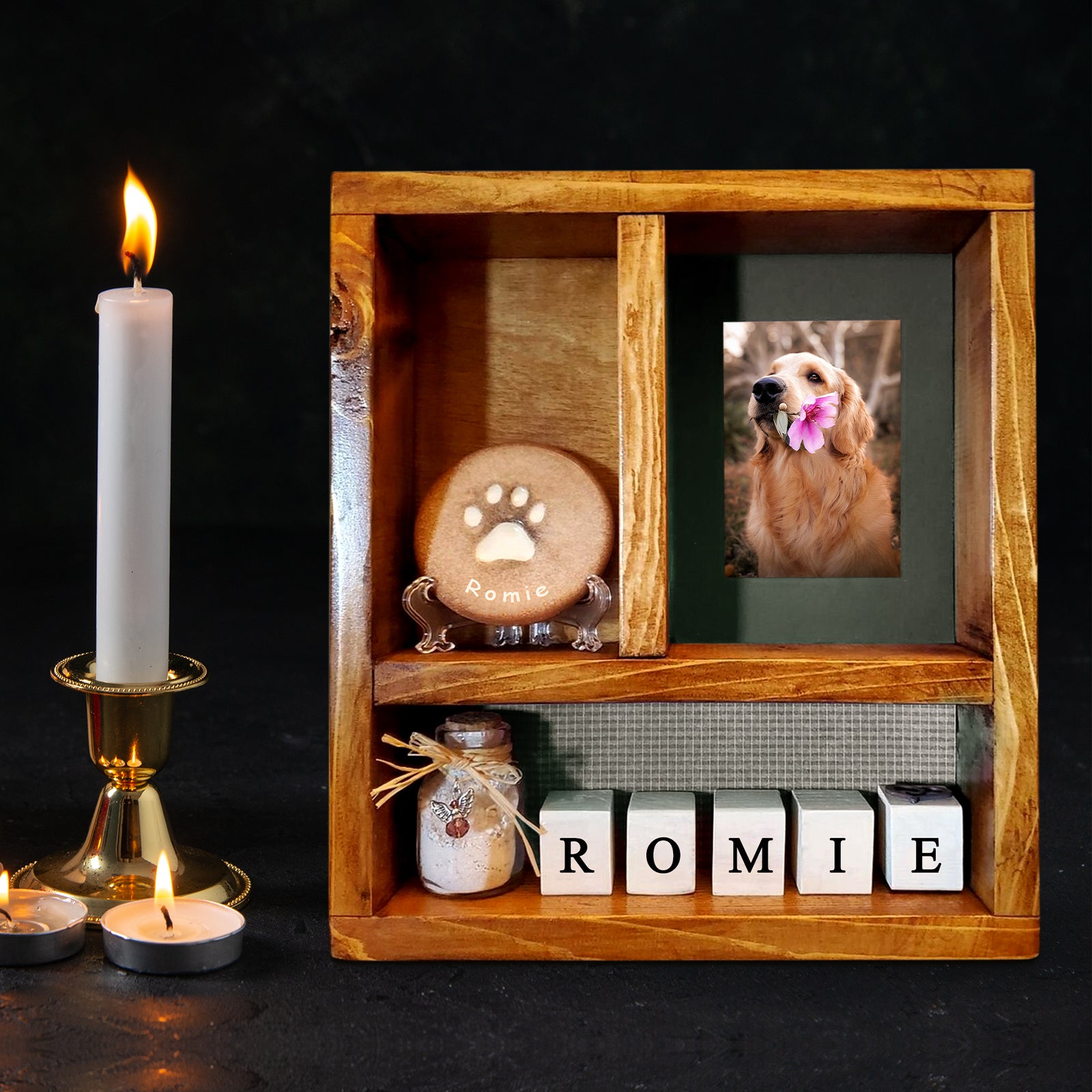 Personalized Pet Shadow Box with Name Engraved for Dog and Cat Memories - MACIFECI