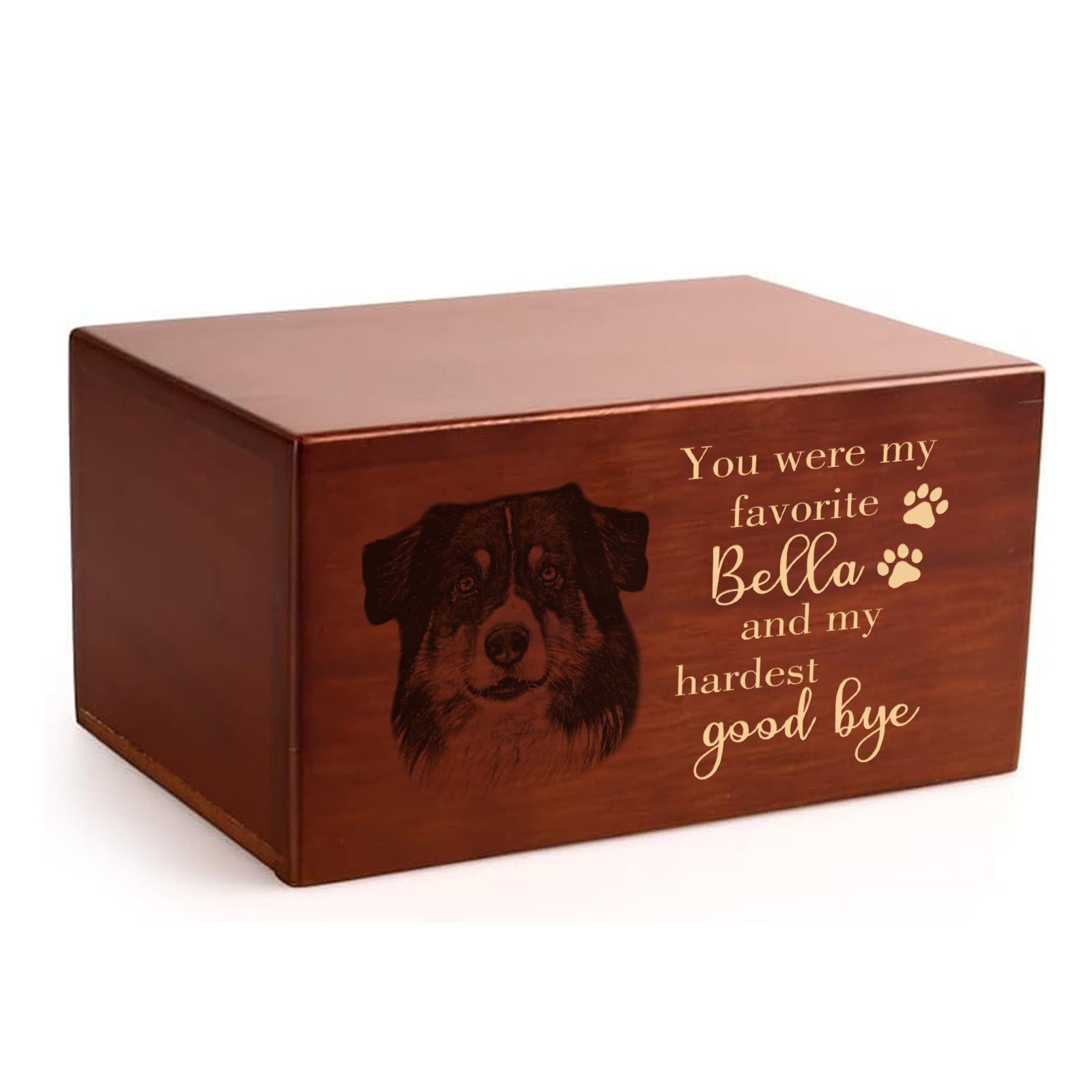 Personalized Photo Wooden Pet Urns For Ashes Box With Name Engraved - MACIFECI