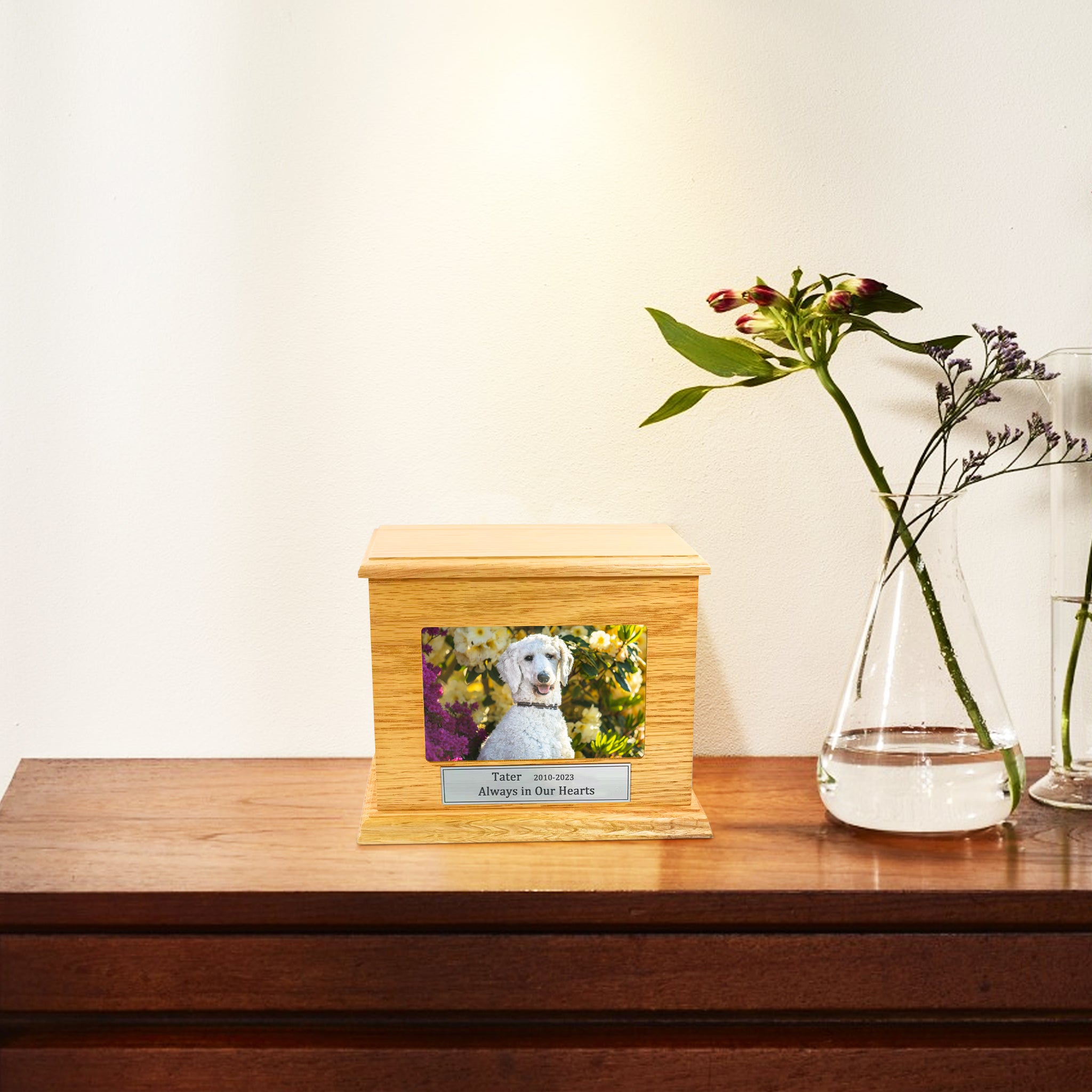 Personalized Wooden Pet Cremation Boxes with Photo Custom Dog Urn For Ashes - MACIFECI