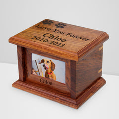 Personalized Wooden Pet Cremation Urn Custom Dog & Cat Cremation Keepsake Box for ashes - MACIFECI