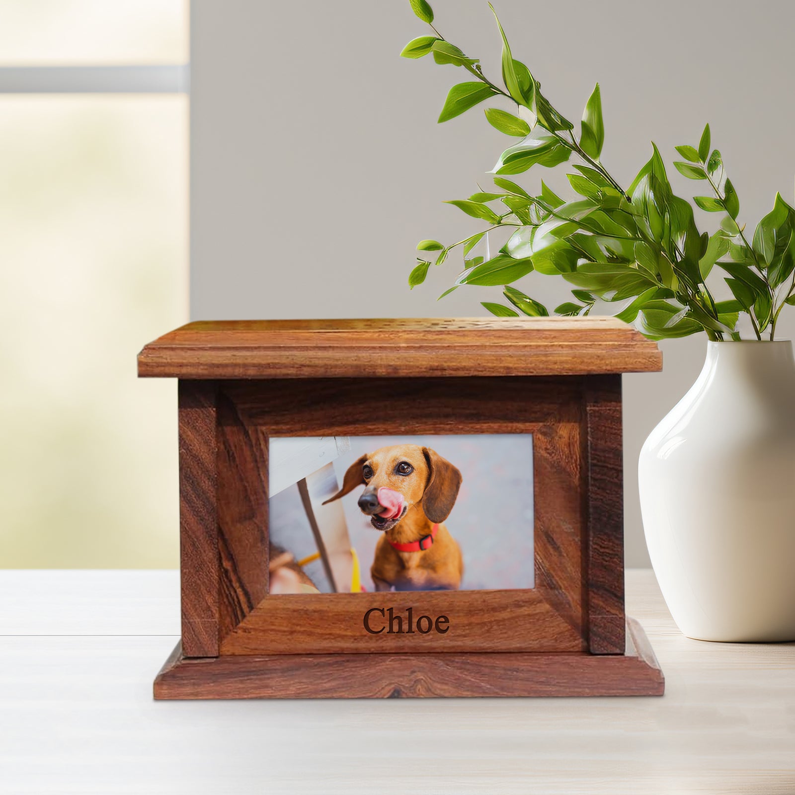 Personalized Wooden Pet Cremation Urn Custom Dog & Cat Cremation Keepsake Box for ashes - MACIFECI
