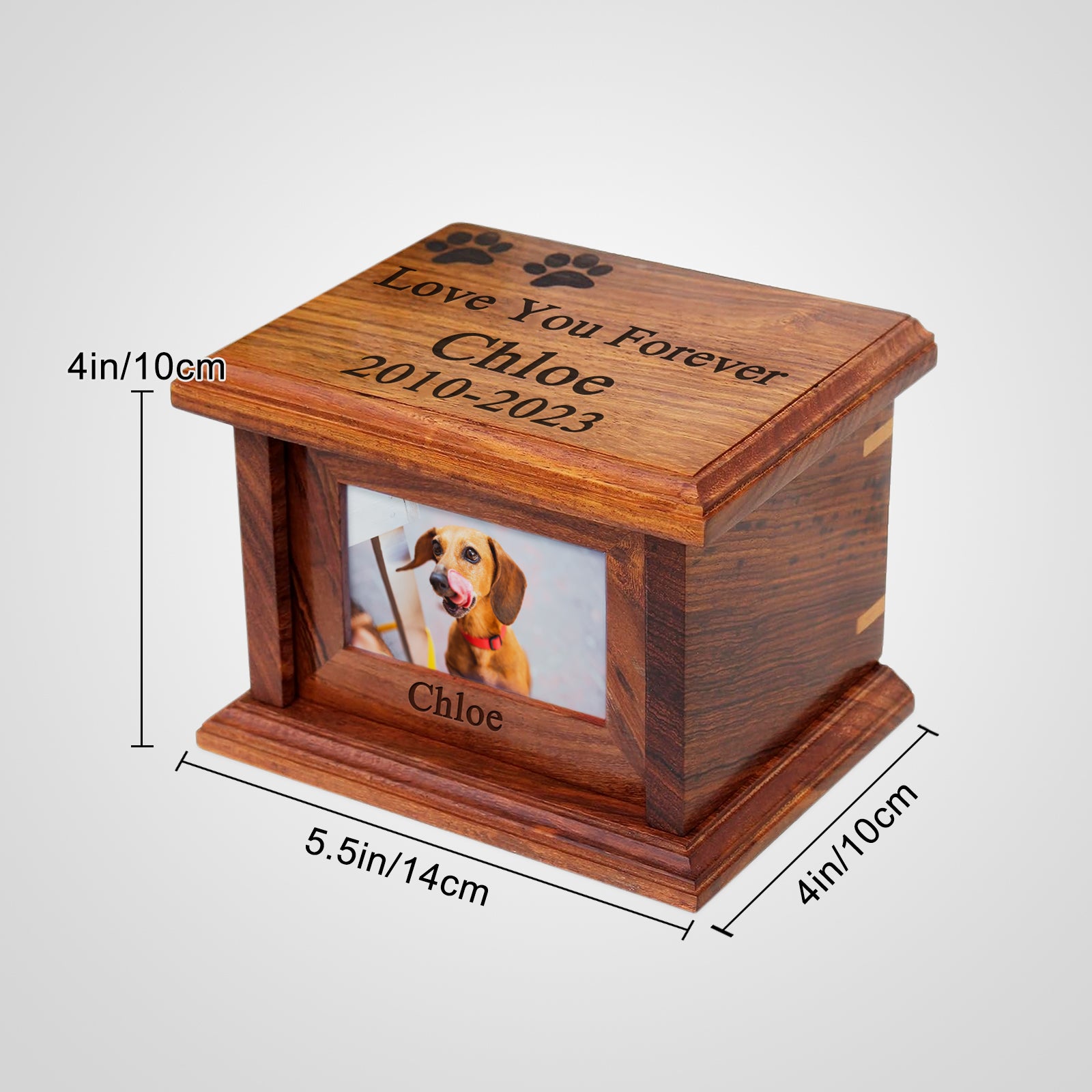Personalized Wooden Pet Cremation Urn Custom Dog & Cat Cremation Keepsake Box for ashes - MACIFECI