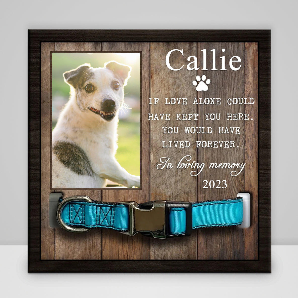 Pet Memorial Frame with Collar Personalized Dog Remembrance Gift - MACIFECI