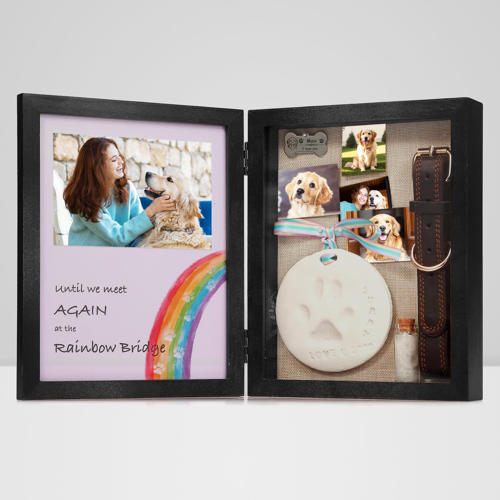 Pet Memorial Shadow Box  Unique Dog Keepsake with Stylish Quotes & Display for Collars - MACIFECI