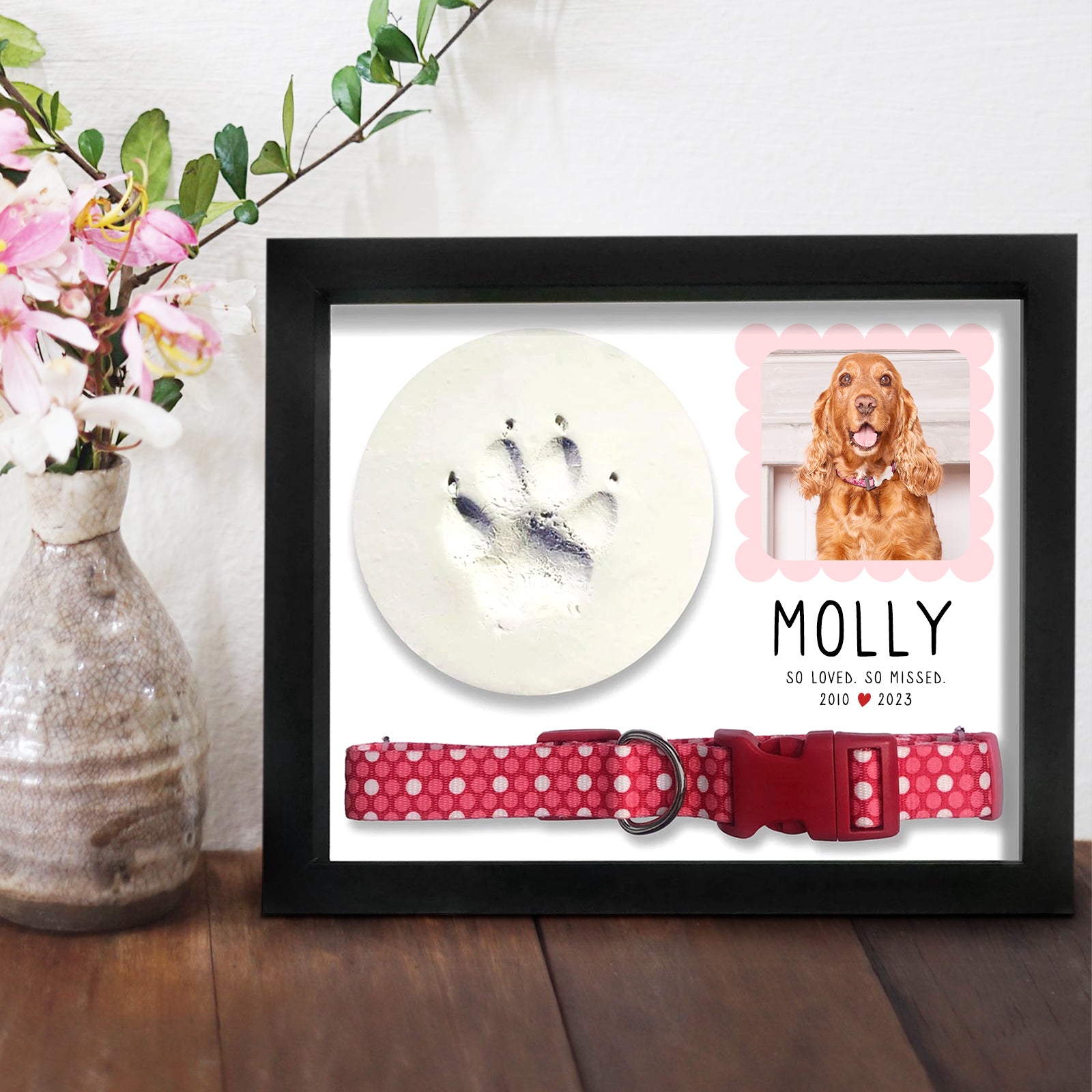 Pet Memorial Shadow Box with Dog Picture Personalized Photo Frame Keepsakes - MACIFECI