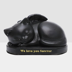 Resin Pet Memorial Urn for Cats Elegant Keepsake Urn for Ashes with Angel Wing - MACIFECI