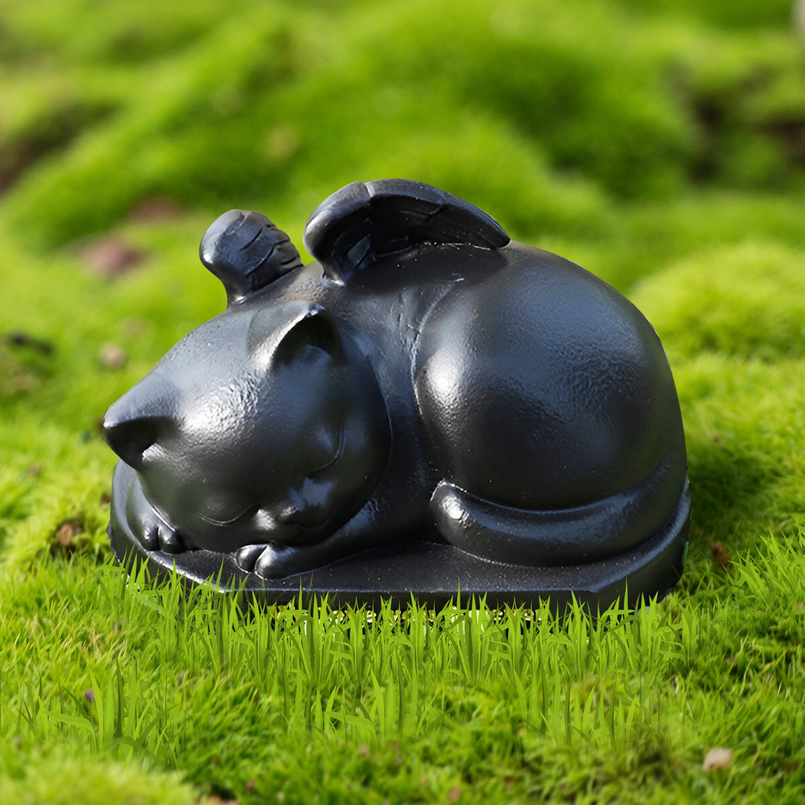 Resin Pet Memorial Urn for Cats Elegant Keepsake Urn for Ashes with Angel Wing - MACIFECI