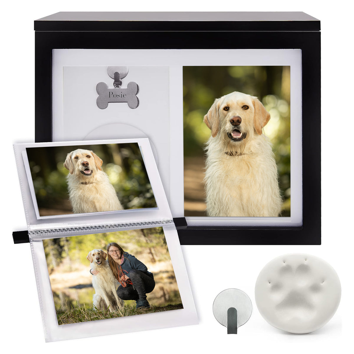 Wooden Pet Cremation Urn Boxes with Paw Print, Pet Urn And Keepsake - MACIFECI