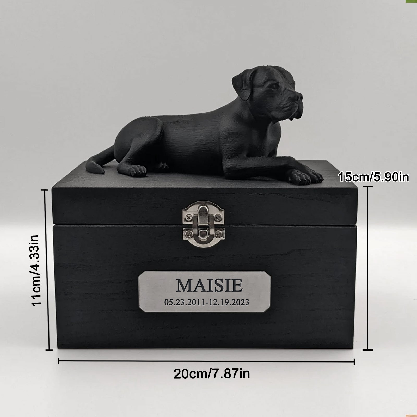 Custom Wood Pet Cremation Urns Personalized American Bulldog Ashes Box for Dogs - MACIFECI